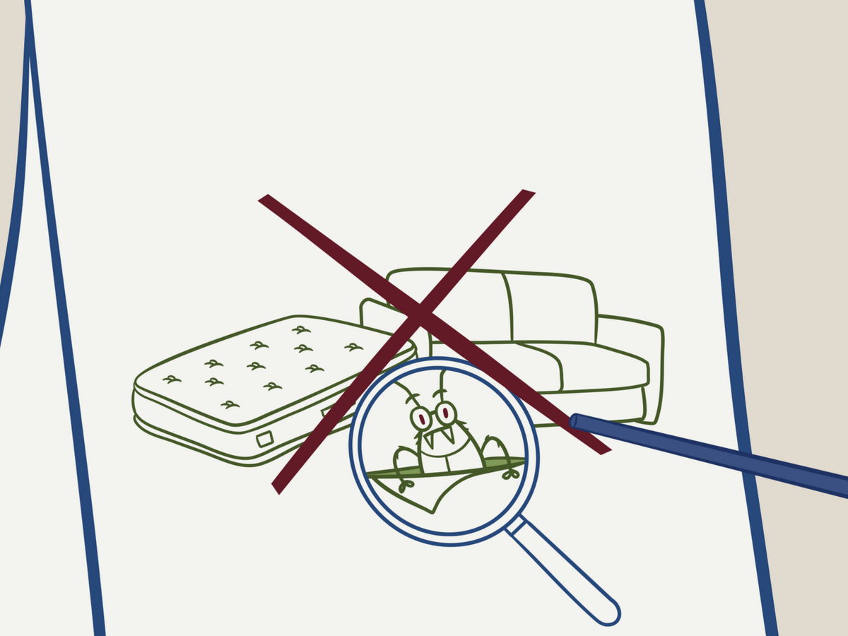 Ilustración sobre la inspección de colchones y sofás.