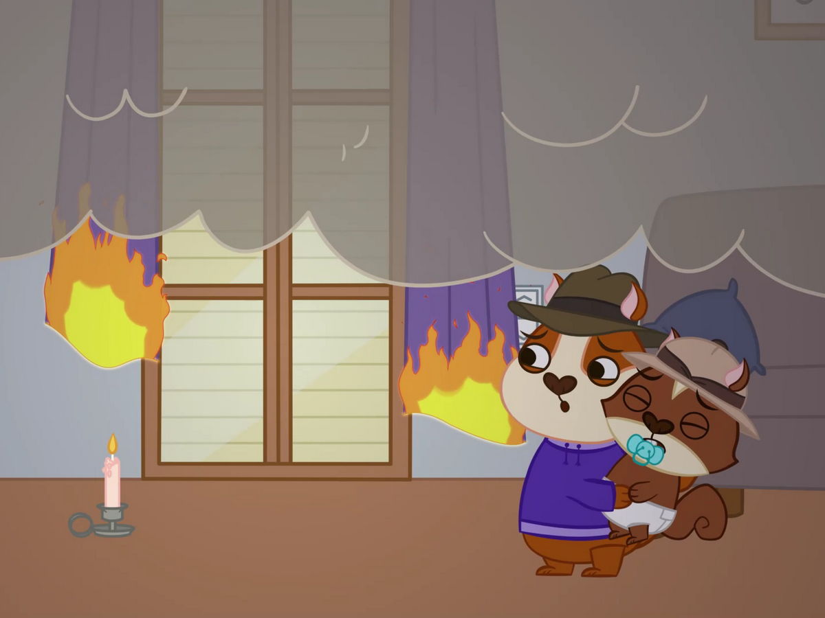 Una vela prende fuego a una cortina y llena la habitación de humo.