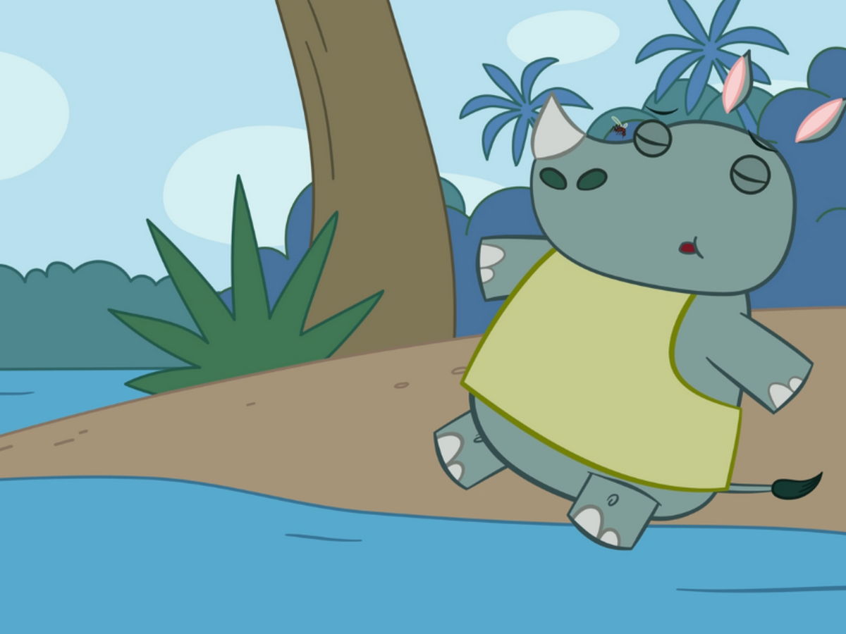 A mosquito bites the character during a tropical trip.